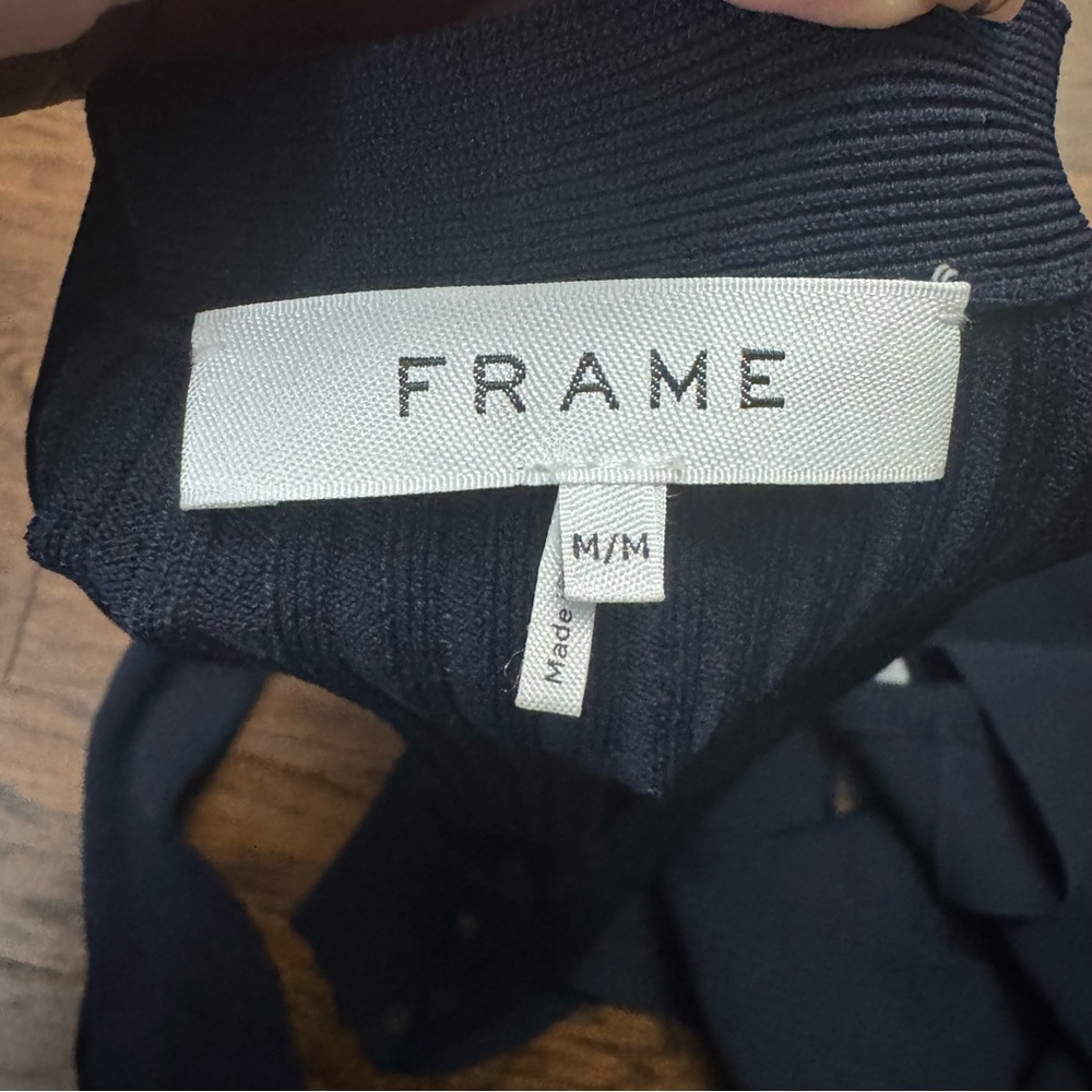 FRAME Crop kick sweater pant & button front knit cardigan set - Navy blue - Picture 5 of 6
